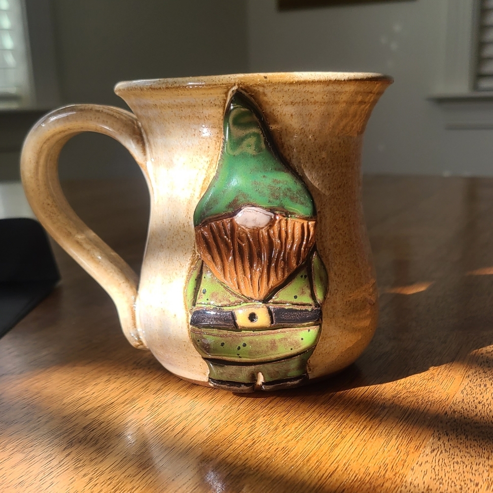 **NEW** Mudworks Handcrafted Gnome Or Leprechaun Mug - Green and Brown